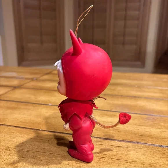 Vintage rare Devil diablo red rojo Doll ornament w defects Valentine’s Day decor - Picture 8 of 16